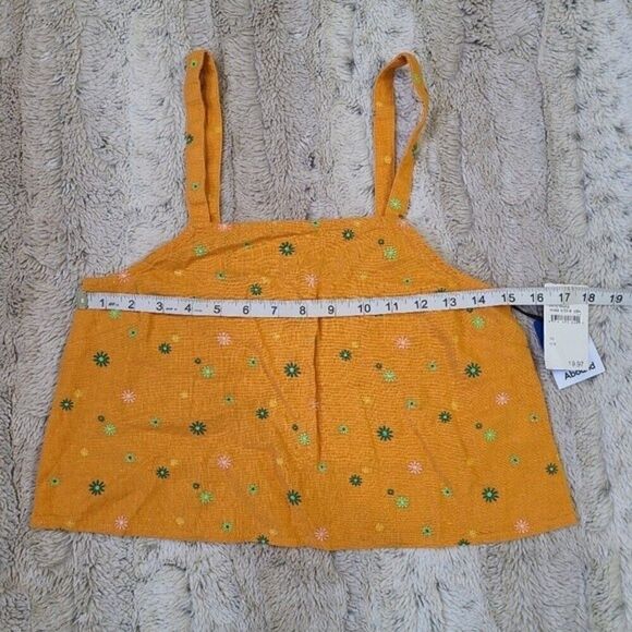 Abound Floral Linen Cropped Tank Tank Blouse Women's XS Western Summer Boho - Picture 2 of 6